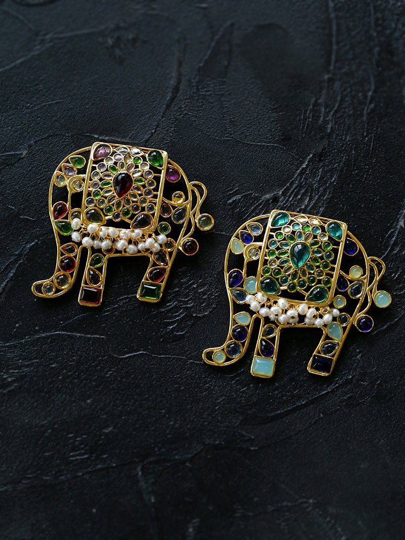 Medieval Handmade Colored Glazed Elephant Brooch - floysun