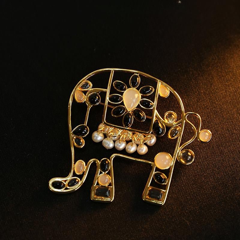 Medieval Handmade Colored Glazed Elephant Brooch - floysun