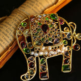 Medieval Handmade Colored Glazed Elephant Brooch - floysun