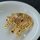 Medieval Handmade Colored Glazed Elephant Brooch - floysun