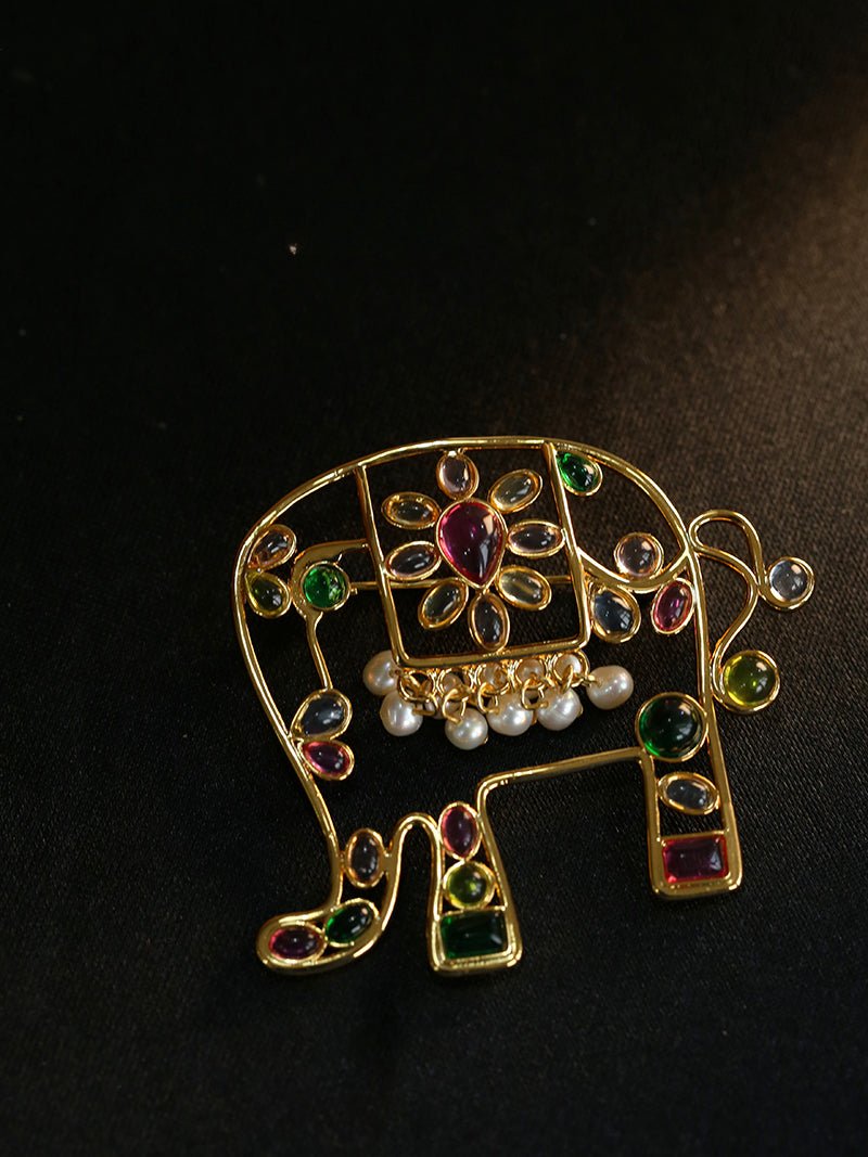 Medieval Handmade Colored Glazed Elephant Brooch - floysun