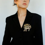 Medieval Handmade Colored Glazed Elephant Brooch - floysun