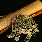 Medieval Handmade Colored Glazed Elephant Brooch - floysun