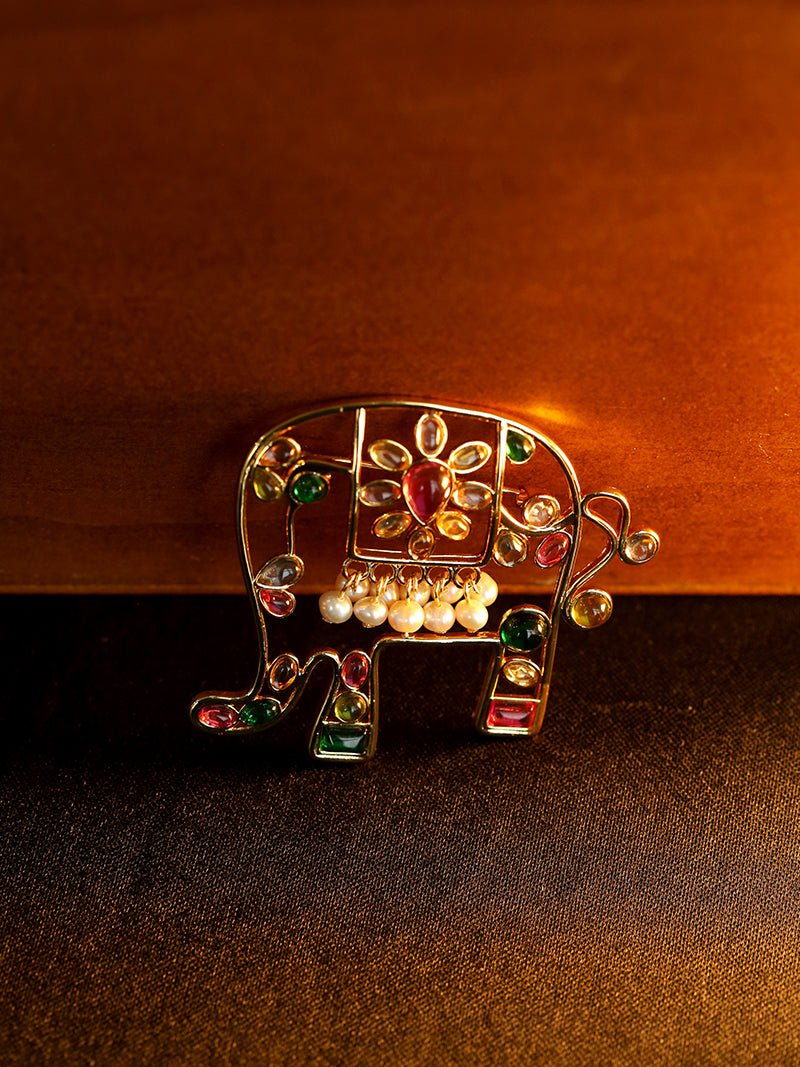 Medieval Handmade Colored Glazed Elephant Brooch - floysun