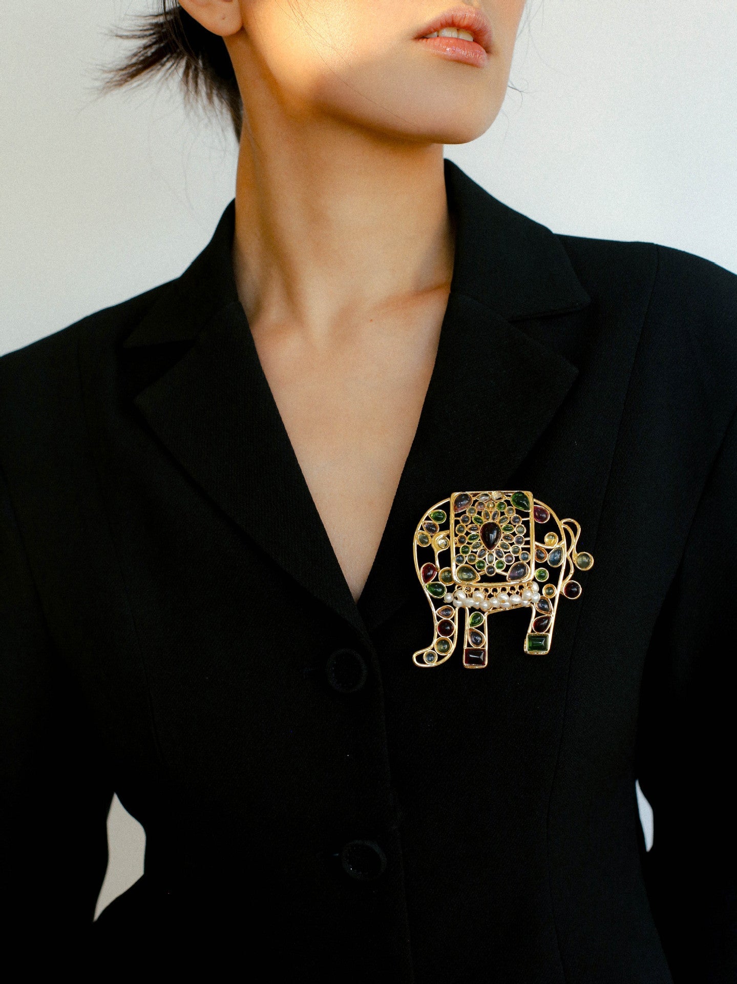 Medieval Handmade Colored Glazed Elephant Brooch - floysun