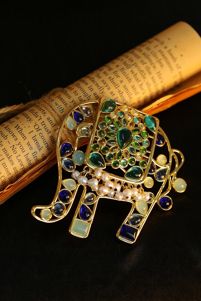 Medieval Handmade Colored Glazed Elephant Brooch - floysun