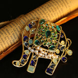 Medieval Handmade Colored Glazed Elephant Brooch - floysun
