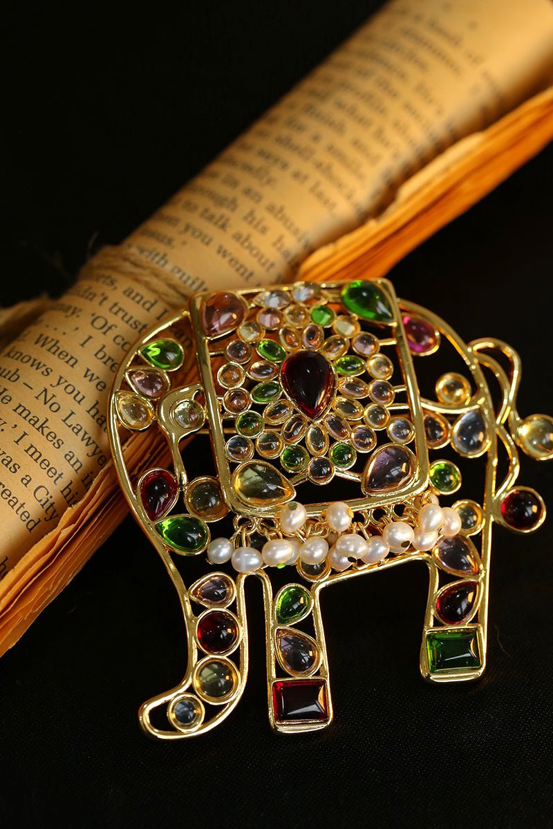 Medieval Handmade Colored Glazed Elephant Brooch - floysun