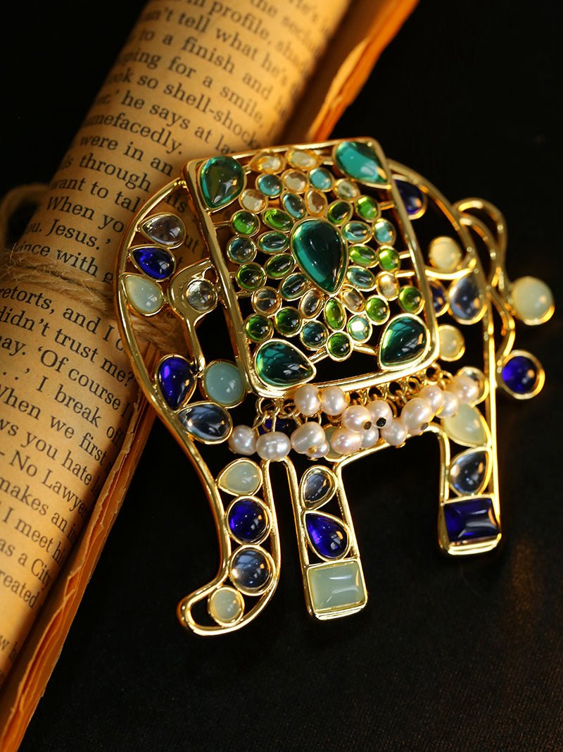 Medieval Handmade Colored Glazed Elephant Brooch - floysun