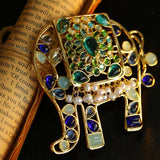 Medieval Handmade Colored Glazed Elephant Brooch - floysun