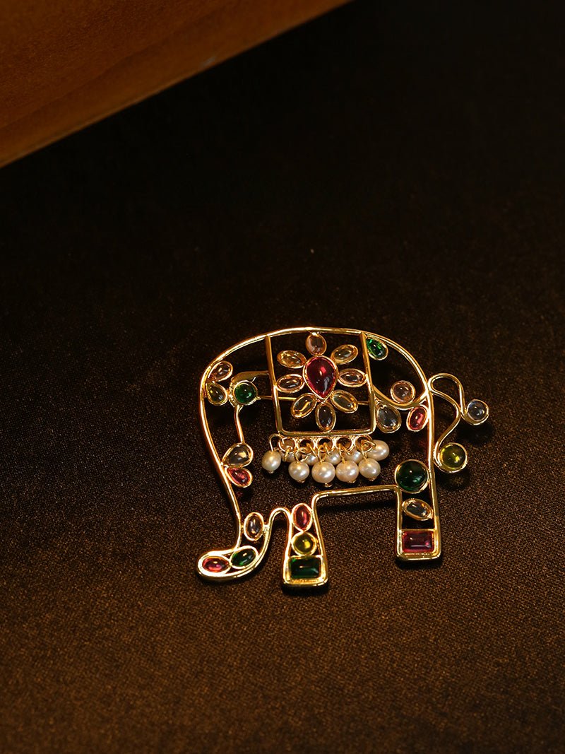 Medieval Handmade Colored Glazed Elephant Brooch - floysun