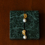 Metallic Conch Pearl Statement Drop Earrings - floysun