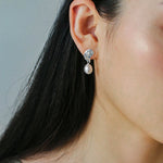 Metallic Conch Pearl Statement Drop Earrings - floysun