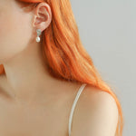Metallic Conch Pearl Statement Drop Earrings - floysun