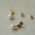 Metallic Conch Pearl Statement Drop Earrings - floysun