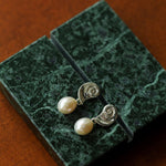 Metallic Conch Pearl Statement Drop Earrings - floysun