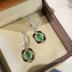 Midnight Emerald Mini Hoop Drop Earrings - floysun