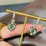 Midnight Emerald Mini Hoop Drop Earrings - floysun