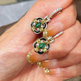 Midnight Emerald Mini Hoop Drop Earrings - floysun