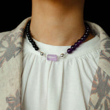 Midnight Harmony Amethyst & Black Onyx Magnetic Convertible Beaded Necklace - floysun