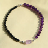 Midnight Harmony Amethyst & Black Onyx Magnetic Convertible Beaded Necklace - floysun