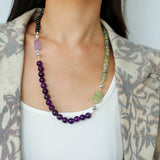 Midnight Harmony Amethyst & Black Onyx Magnetic Convertible Beaded Necklace - floysun