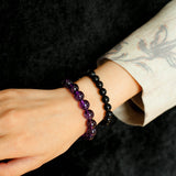 Midnight Harmony Amethyst & Black Onyx Magnetic Convertible Beaded Necklace - floysun