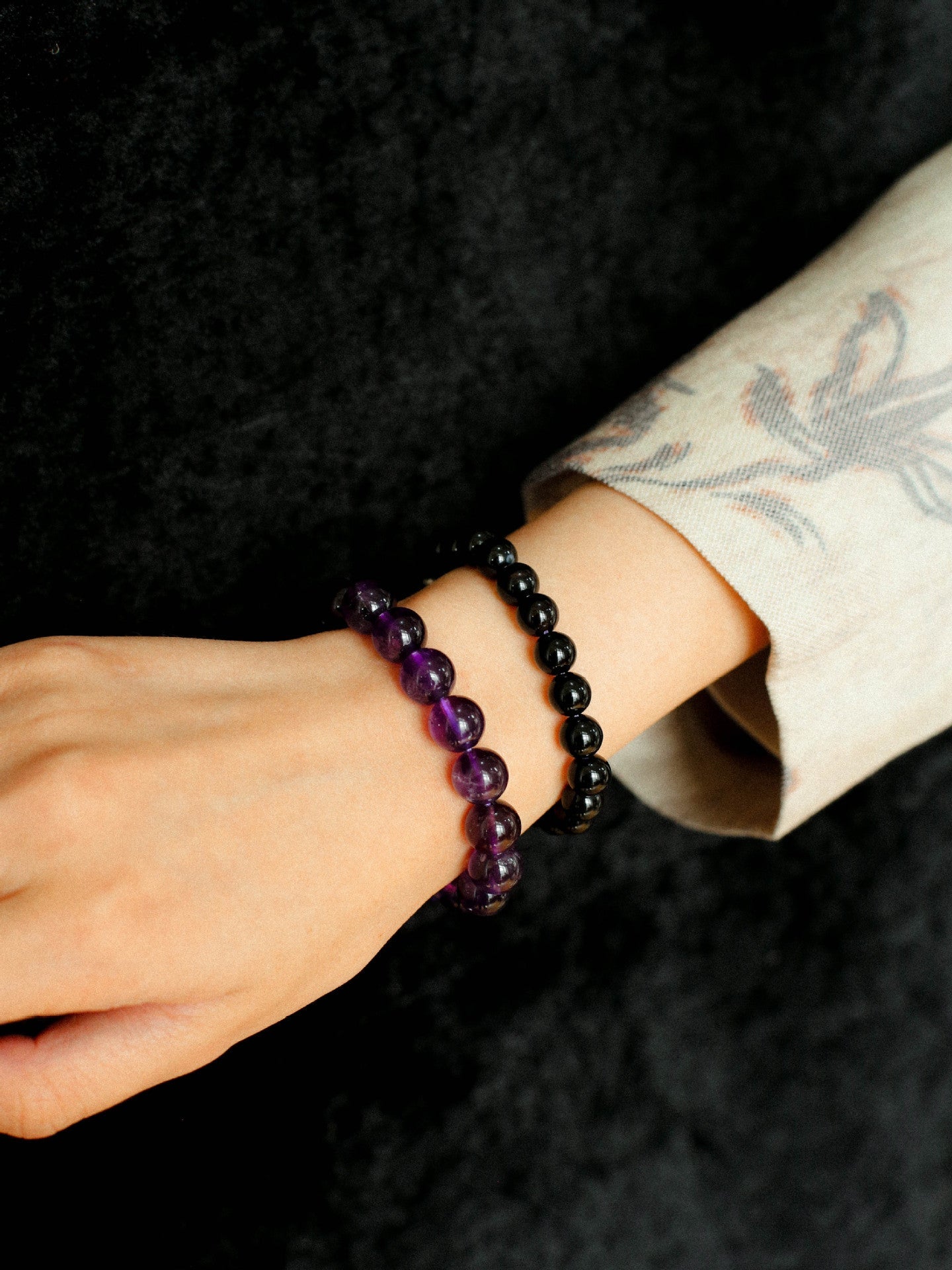 Midnight Harmony Amethyst & Black Onyx Magnetic Convertible Beaded Necklace - floysun