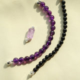Midnight Harmony Amethyst & Black Onyx Magnetic Convertible Beaded Necklace - floysun