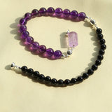 Midnight Harmony Amethyst & Black Onyx Magnetic Convertible Beaded Necklace - floysun