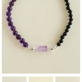 Midnight Harmony Amethyst & Black Onyx Magnetic Convertible Beaded Necklace - floysun