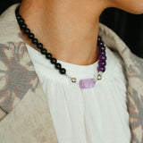 Midnight Harmony Amethyst & Black Onyx Magnetic Convertible Beaded Necklace - floysun