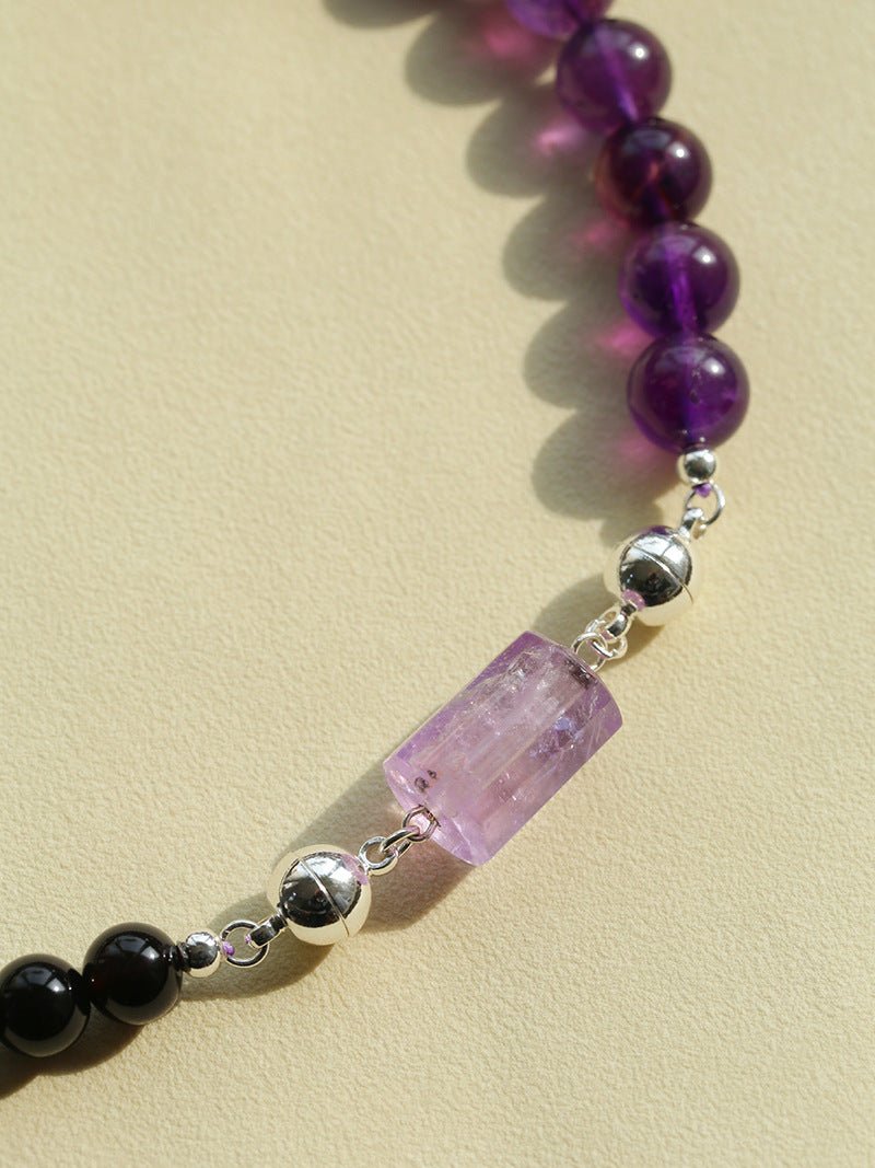 Midnight Harmony Amethyst & Black Onyx Magnetic Convertible Beaded Necklace - floysun