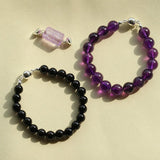 Midnight Harmony Amethyst & Black Onyx Magnetic Convertible Beaded Necklace - floysun
