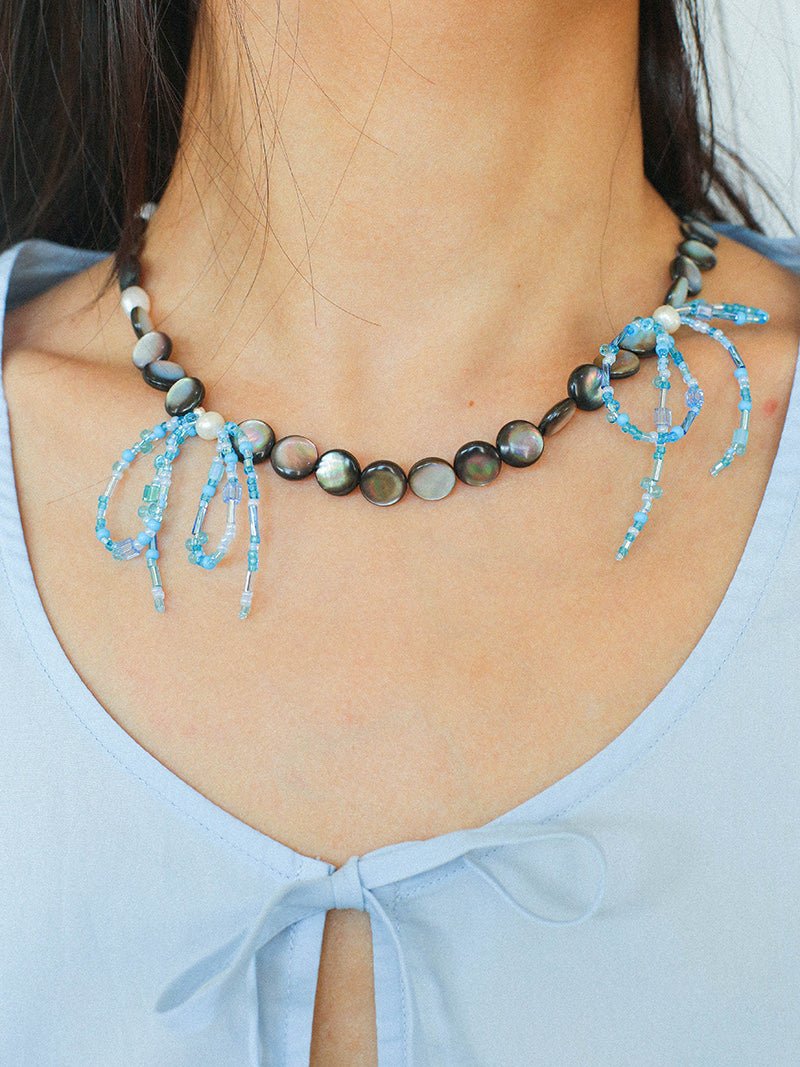 Midnight Ocean Black Mother of Pearls Pearl Necklace - floysun