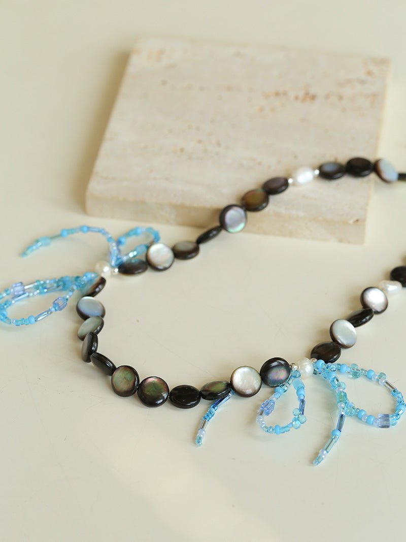 Midnight Ocean Black Mother of Pearls Pearl Necklace - floysun