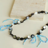 Midnight Ocean Black Mother of Pearls Pearl Necklace - floysun
