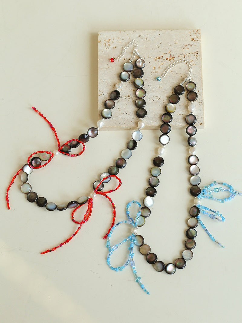 Midnight Ocean Black Mother of Pearls Pearl Necklace - floysun