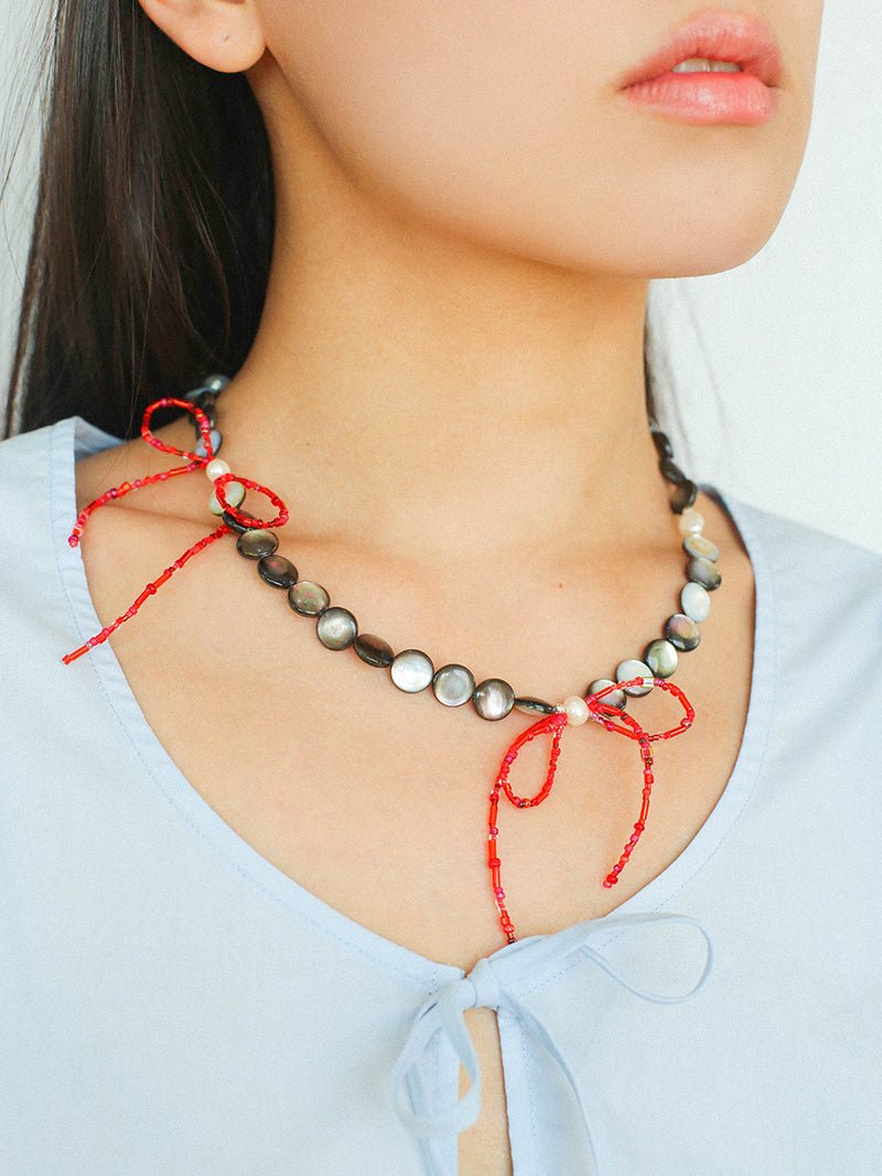 Midnight Ocean Black Mother of Pearls Pearl Necklace - floysun