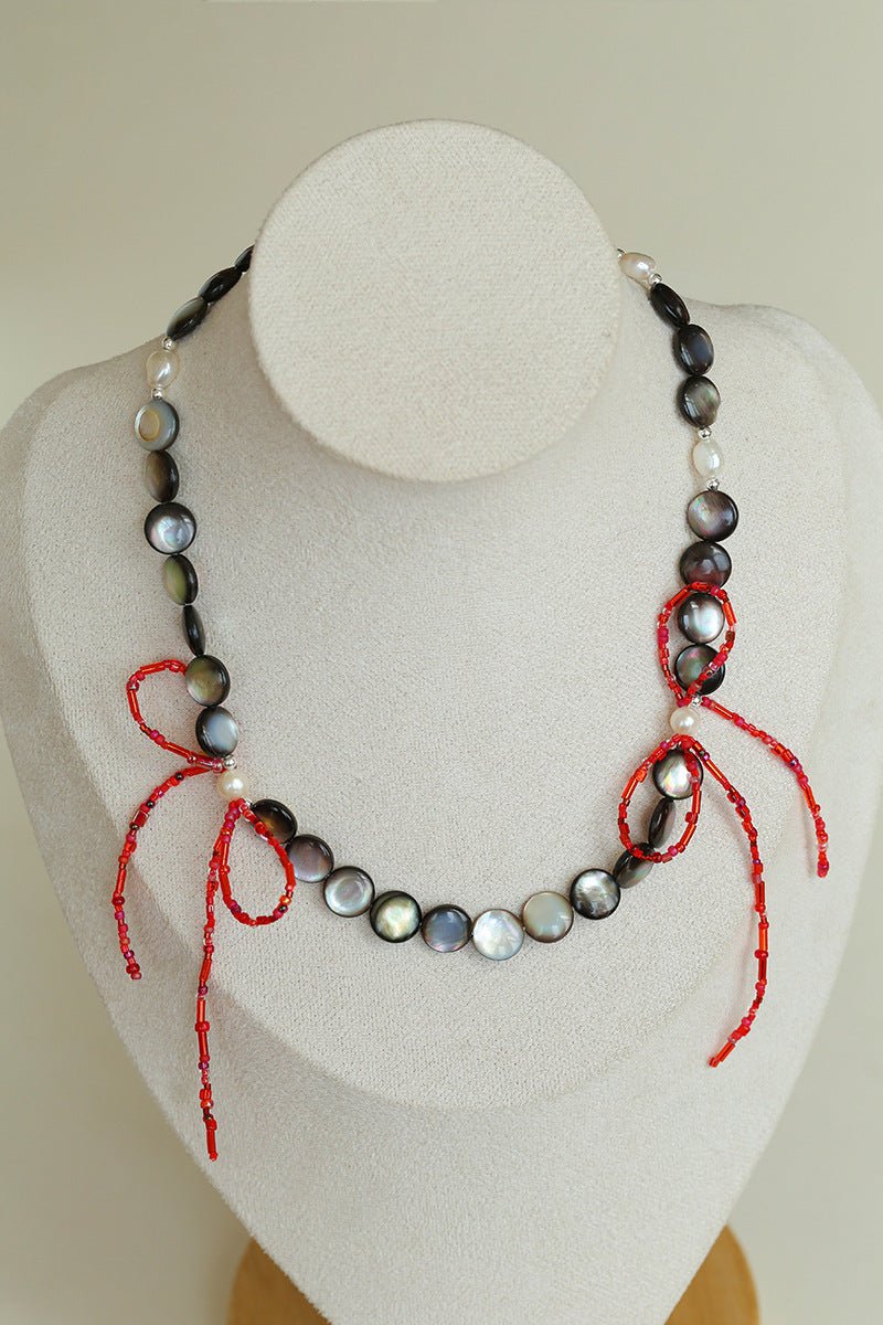 Midnight Ocean Black Mother of Pearls Pearl Necklace - floysun