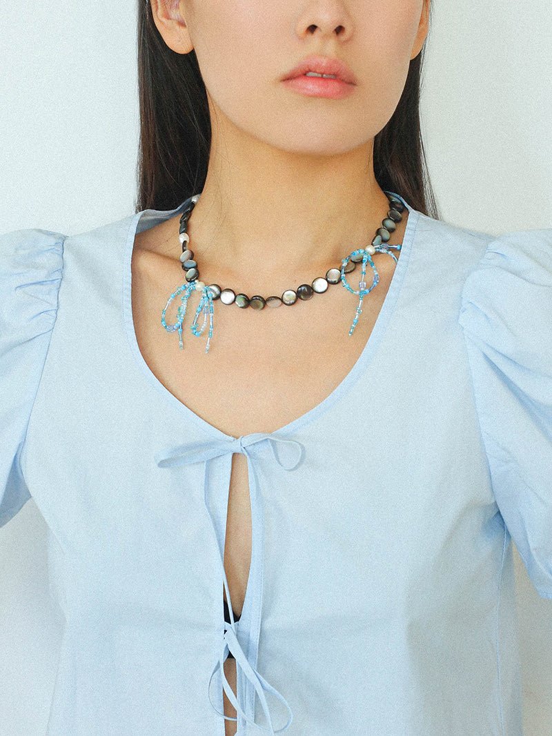 Midnight Ocean Black Mother of Pearls Pearl Necklace - floysun