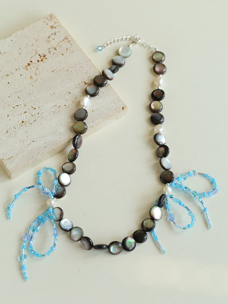 Midnight Ocean Black Mother of Pearls Pearl Necklace - floysun