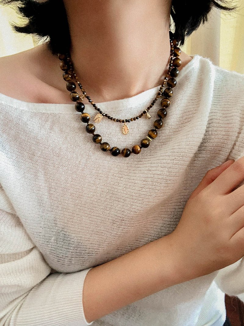 Mini Faceted Tiger’s Eye Pendant Necklace - floysun