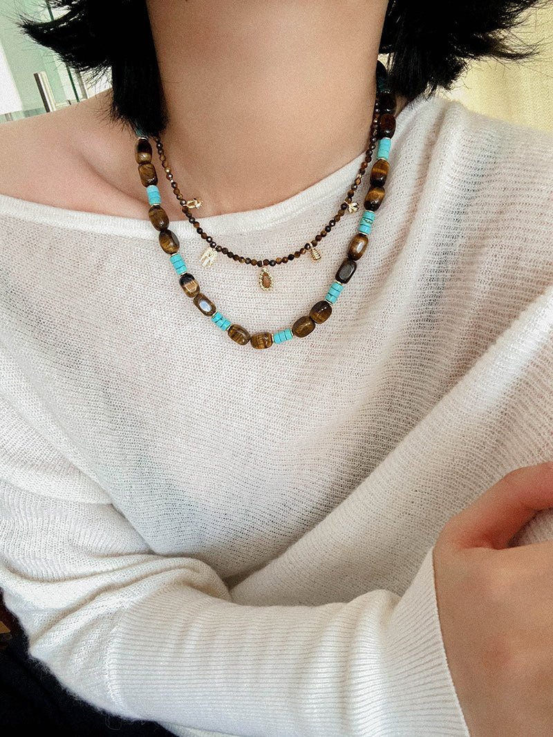 Mini Faceted Tiger’s Eye Pendant Necklace - floysun