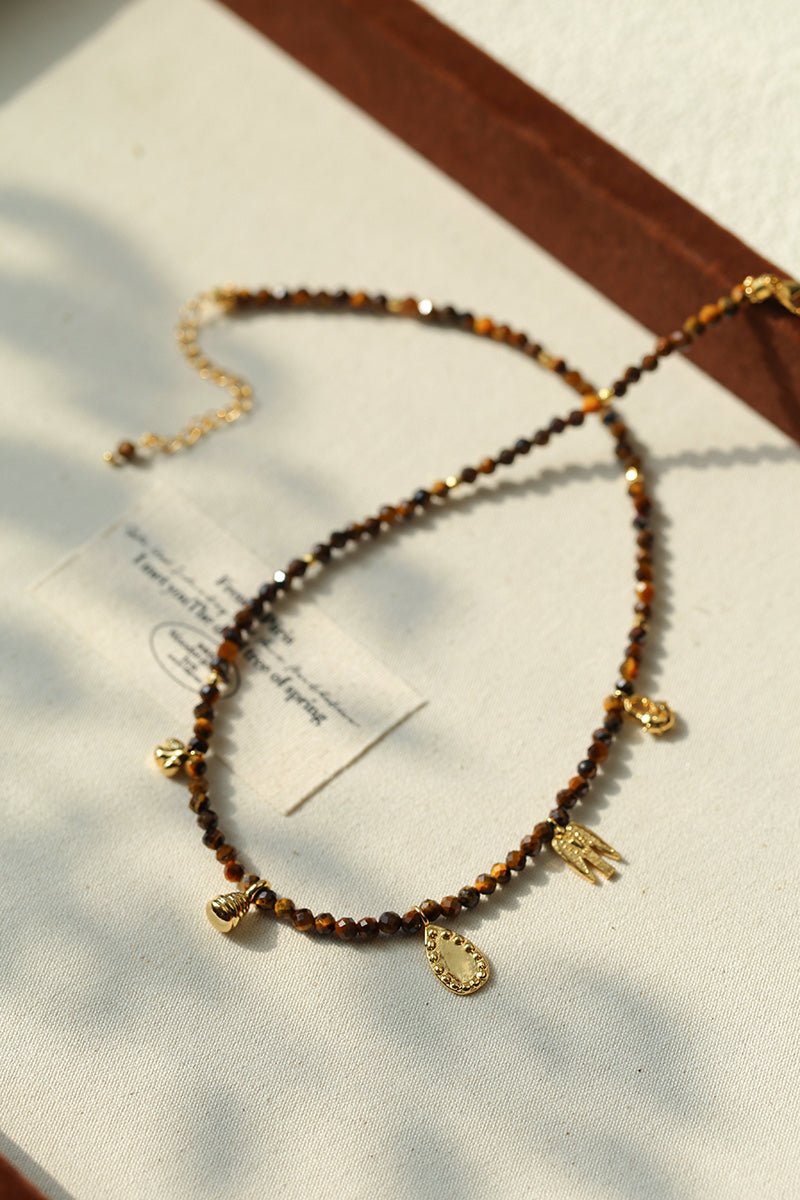 Mini Faceted Tiger’s Eye Pendant Necklace - floysun