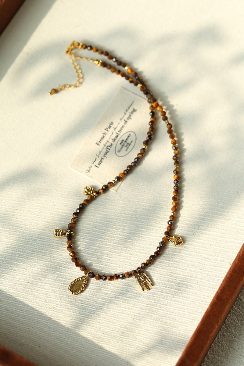 Mini Faceted Tiger’s Eye Pendant Necklace - floysun