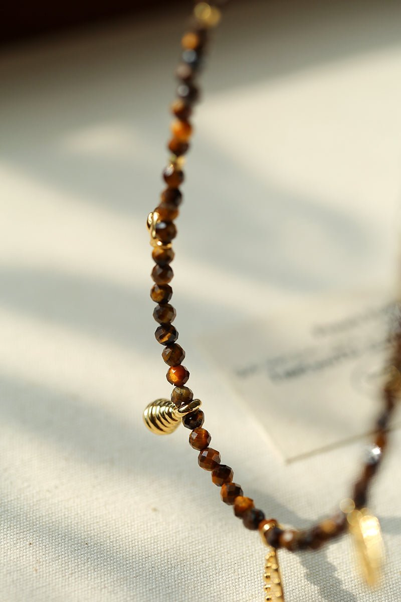 Mini Faceted Tiger’s Eye Pendant Necklace - floysun