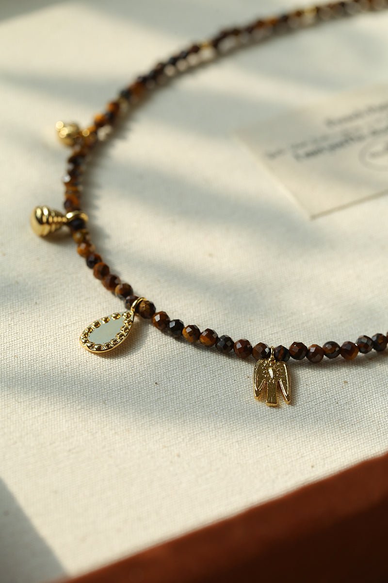 Mini Faceted Tiger’s Eye Pendant Necklace - floysun