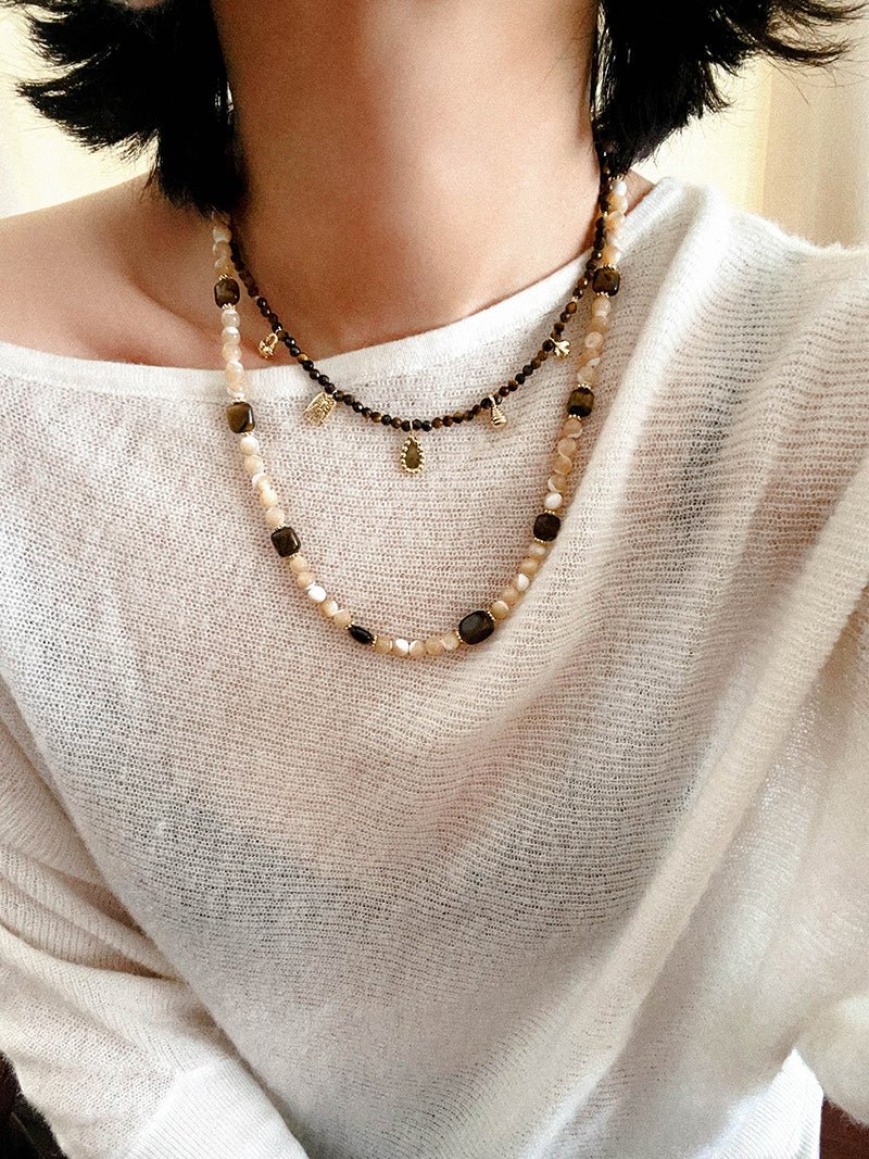 Mini Faceted Tiger’s Eye Pendant Necklace - floysun