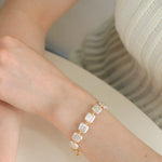 Mini Gold Bead and Square Baroque Pearl Necklace - floysun